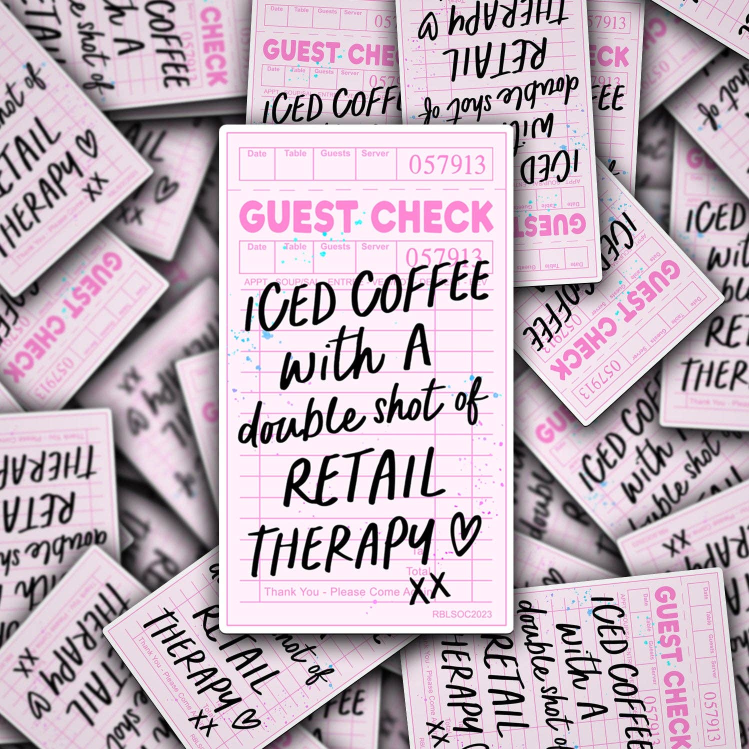 Vinyl Decal Iced Coffee With A Double Shot Of Retail Therapy